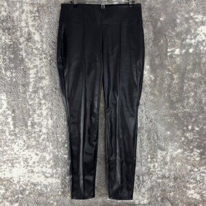 Nine West Size M Faux Leather Leggings Black Pull On Pants Casual